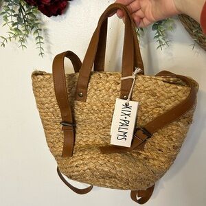 Tan Woven Backpack